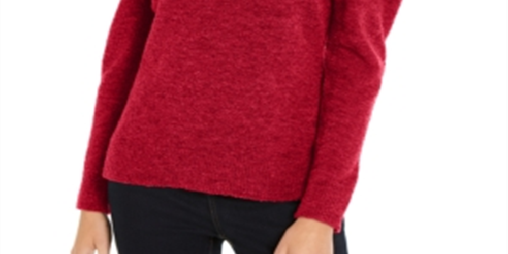 INC International Concepts Women's Puff Sleeve Sweater Red Size Petite Medium