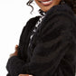 JM Collection Women's Animal Print Eyelash Cardigan Black Size Petite L