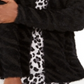 JM Collection Women's Animal Print Eyelash Cardigan Black Size Petite L