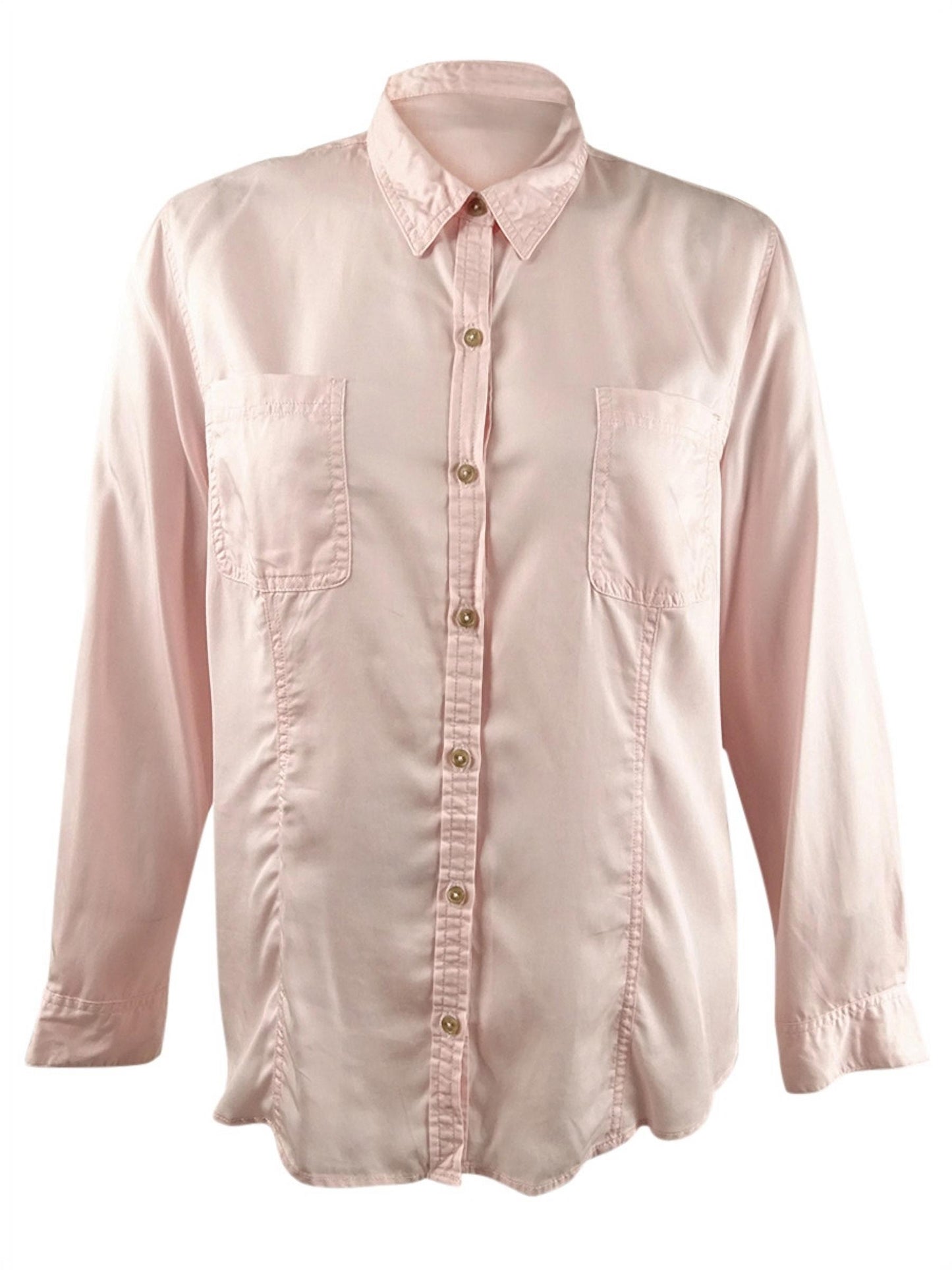 Charter Club Women's Woven Solid Tencel Shirt Pink Size XX-Large
