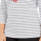 Karen Scott Women's Cotton Striped Anchor Graphic Top White Combo Size Petite S/M