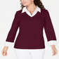 Karen Scott Women's Layered Look Cotton Top Red Size Petite XL