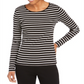 Charter Club Women's Metallic Stripe Top Black Size X-Large