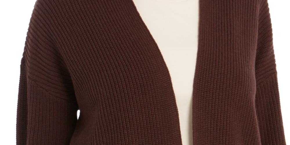 Style & Co Women's Long Sleeve Open Cardigan Sweater Brown Size PS