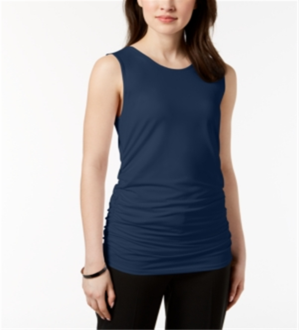 Alfani Women's Ruched Tank Top Blue Size Petite Medium