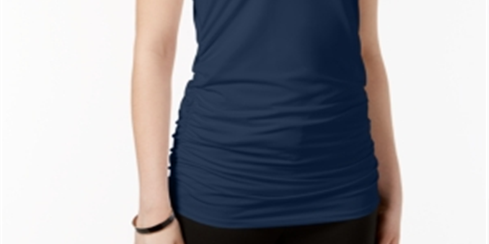 Alfani Women's Ruched Tank Top Blue Size Petite Medium