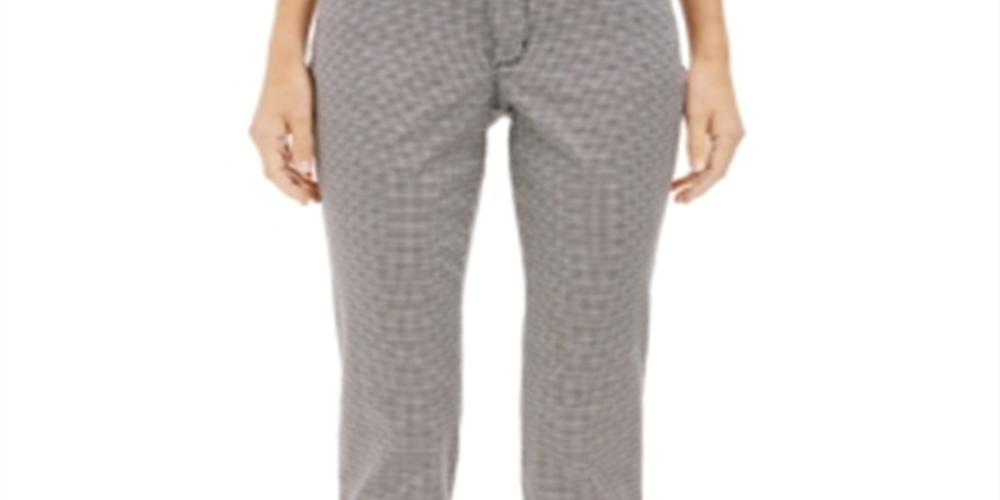 Charter Club Women's Houndstooth Skinny Tummy Control Jeans Black Size 16