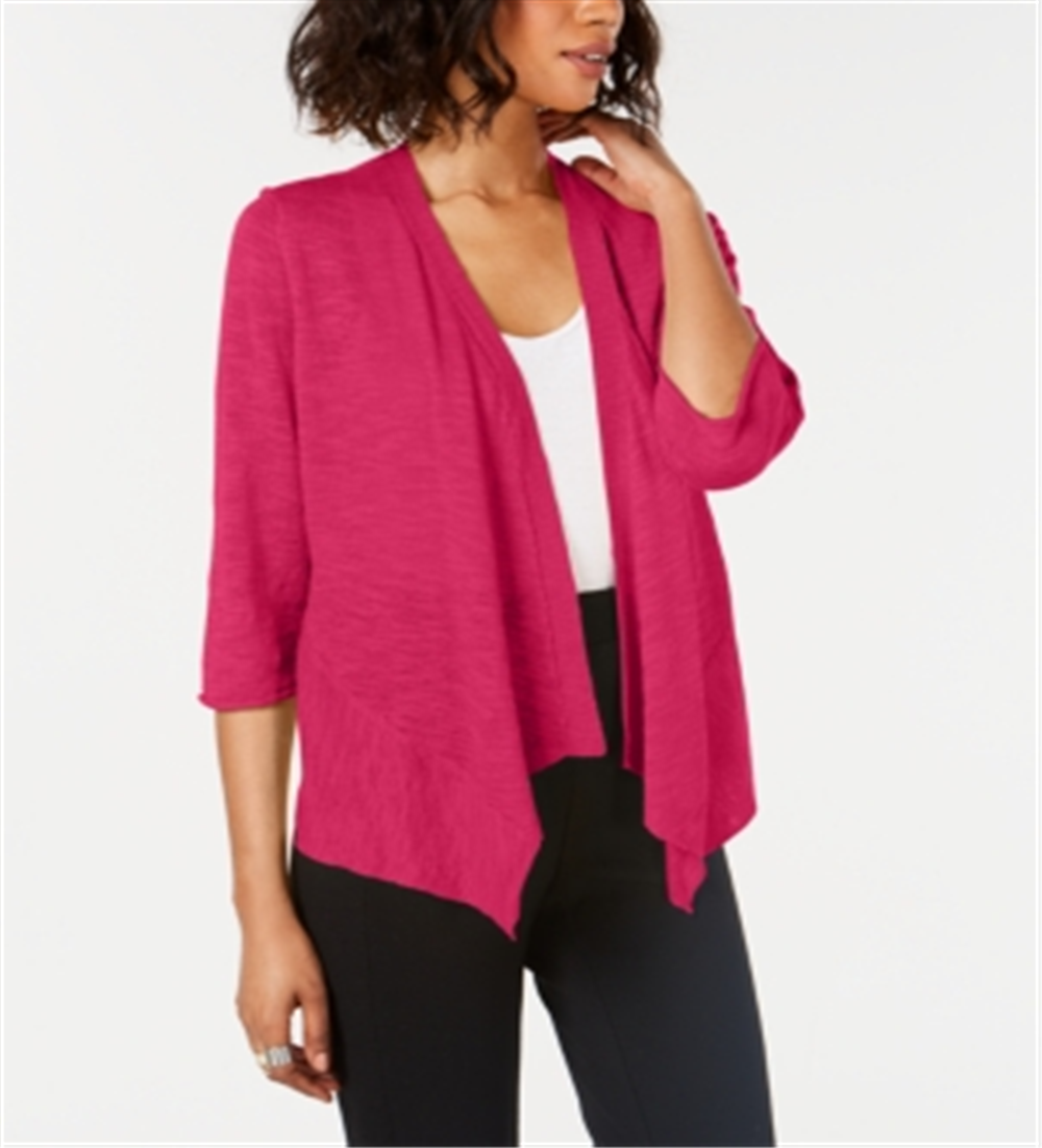 Alfani Women's Linen Open Front Cardigan Pink Size Petite XL