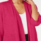 Alfani Women's Linen Open Front Cardigan Pink Size Petite XL