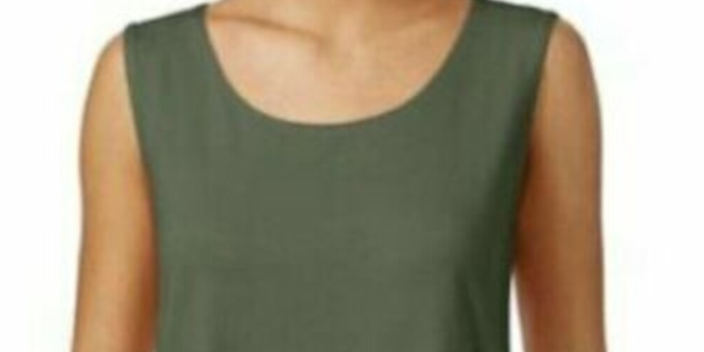 JM Collection Women's Sleeveless Scoop Neck Tank Top Green Size Small