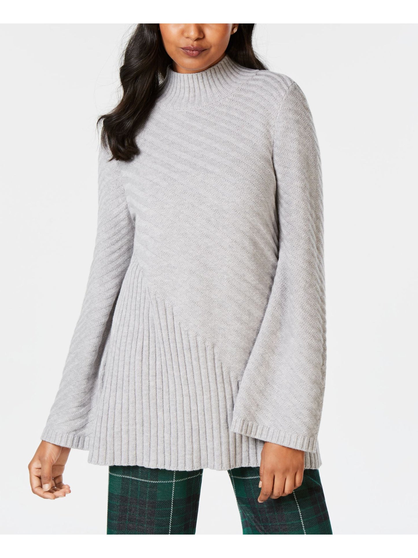 Charter Club Women's Textured Long Sleeve Turtle Neck Sweater Gray Size XX-Large