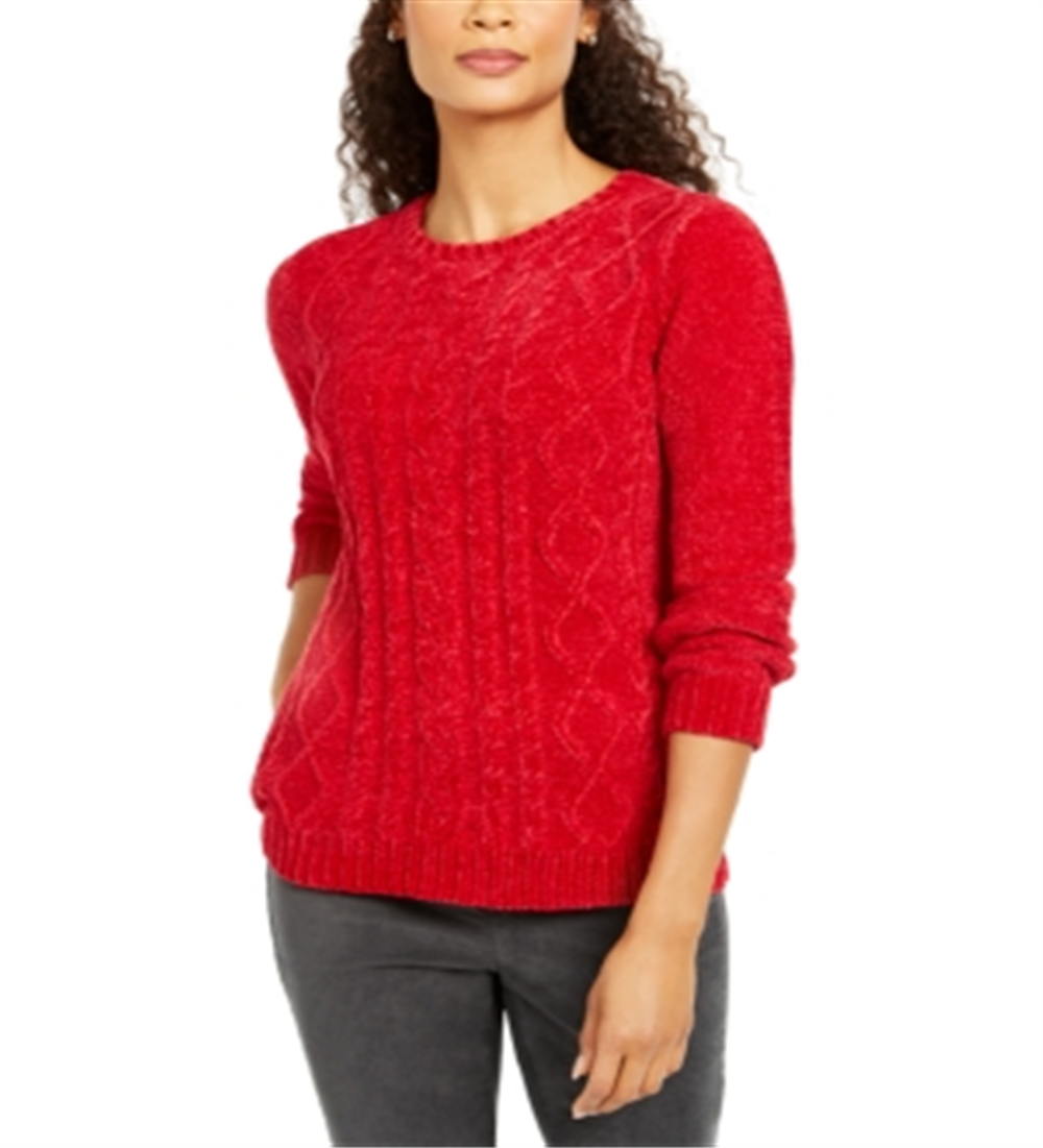 Karen Scott Women's Cable Knit Chenille Sweater Red Size X-Small