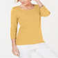 Karen Scott Women's Cotton 3/4 Sleeve Top Brown Size Large