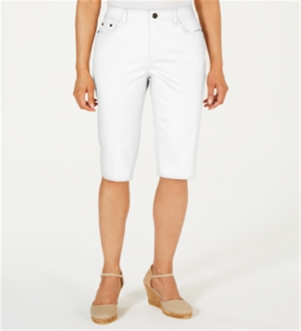 Charter Club Women's Mid Rise Knee Length Skimmer Pants White Size 16