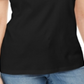 Karen Scott Women's T-Shirt Plaid Trim Keyhole Black Size Large