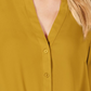 INC International Concepts Women's Solid Cuffed V Neck Button up Top Yellow Size Petite Small