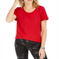 Style & Co Women's Cotton Crew Neck T-Shirt Red Size Small