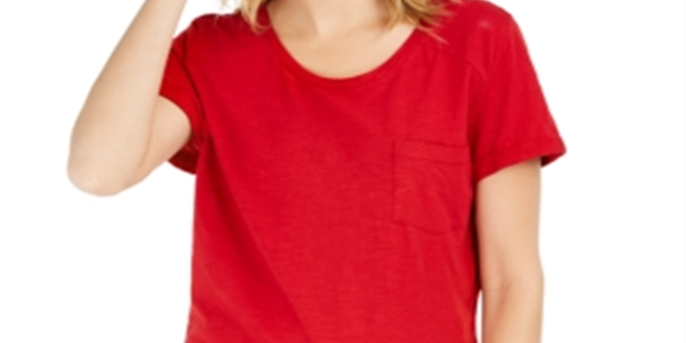 Style & Co Women's Cotton Crew Neck T-Shirt Red Size Small