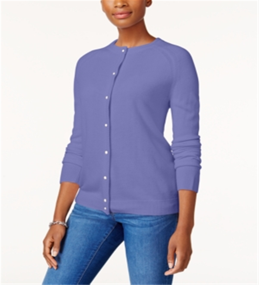 Karen Scott Women's Bead Button Cardigan Purple Size X-Small