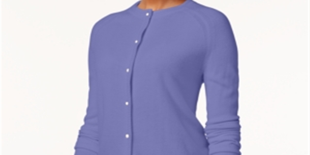 Karen Scott Women's Bead Button Cardigan Purple Size X-Small