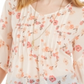 Style & Co Women's Sheer Pintuck Floral Print Blouse Pink Size XS