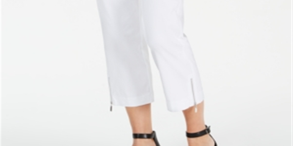 JM Collection Women's Zip Hem Capri Pants White Size XX-Large
