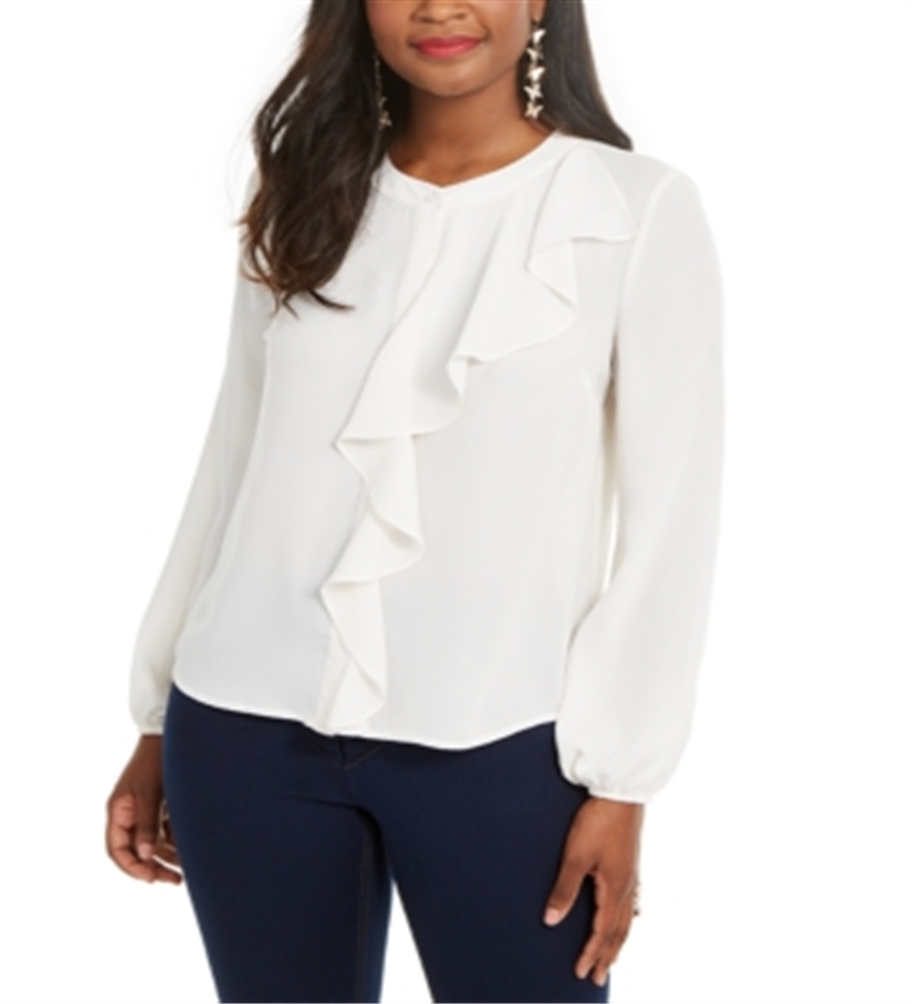 Thalia Sodi Women's Ruffled Top White Size X-Large