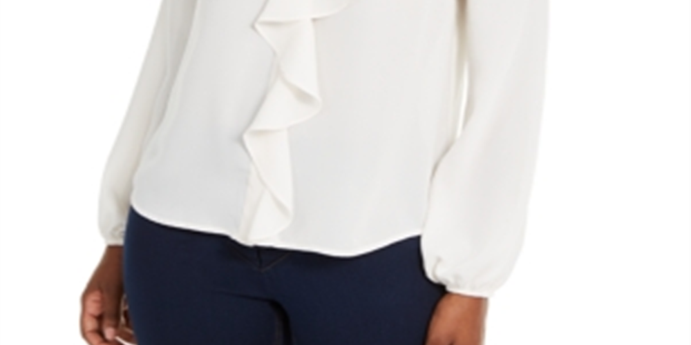 Thalia Sodi Women's Ruffled Top White Size X-Large