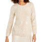 Alfani Women's Sequined Crewneck Crewneck Sweater Brown Size Medium