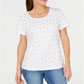 Karen Scott Women's Sparkle Palms Printed Top White Size Petite L