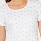 Karen Scott Women's Sparkle Palms Printed Top White Size Petite L