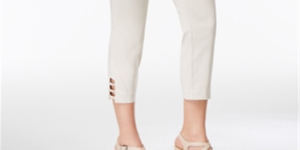 JM Collection Women's Pull on Lattice Inset Capri Pants Pink Size Small