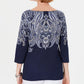 Karen Scott Women's Lile Paisley Boat Neck Top Blue Size Medium