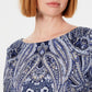 Karen Scott Women's Lile Paisley Boat Neck Top Blue Size Medium