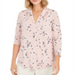 Charter Club Women's Floral Print V Neck Top Pink Size Petite XL