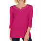 Karen Scott Women's Cotton Studded Split Neck Top Pink Size X-Small