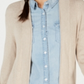 Style & Co Women's Waffle Thermal Long Cardigan Brown Size Petite