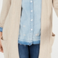 Style & Co Women's Waffle Thermal Long Cardigan Brown Size Petite