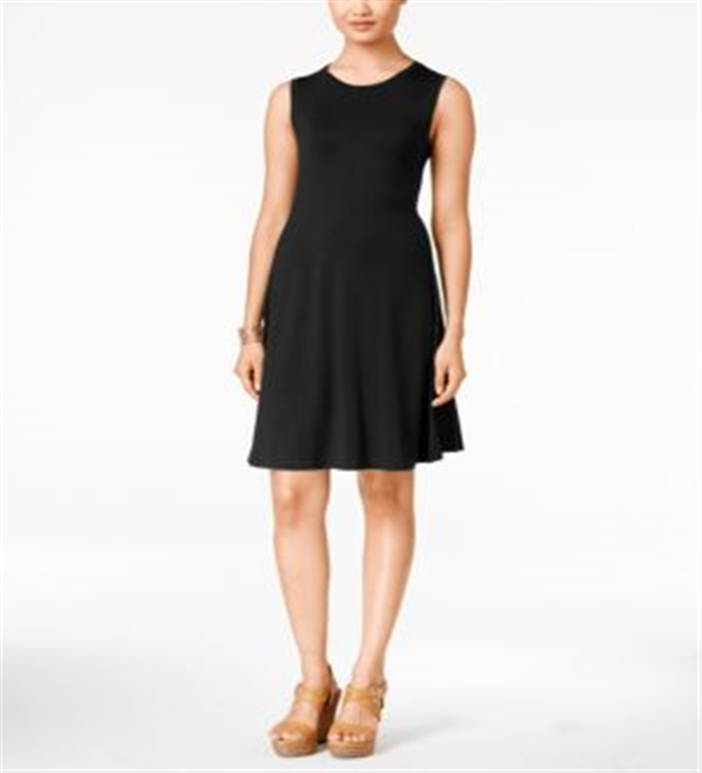 Style & Co Women's Sleeveless Swing Dress Black Size Petite