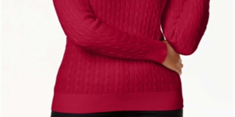 केरेन स्कॉट महिलाओं का केबल निट क्रूनेक स्वेटर लाल, साइज़ XXL