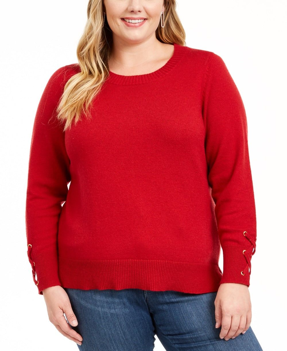 michael-kors-womens-plus-lace-up-sleeves-ribbed-trim-sweater-red-size0x