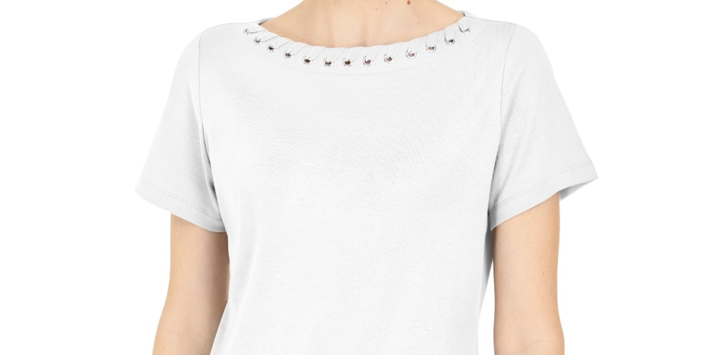 Karen Scott Women's Grommet-Trim Top White Size Medium