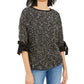 Charter Club Women's Bow Cuff Marled Top Black Size PL