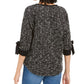 Charter Club Women's Bow Cuff Marled Top Black Size PL