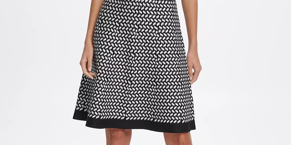 DKNY Women's Windowpane Sweater Dress Gray Size X-Large