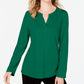 Charter Club Women's Cotton Split Neck Utility Top Green Size XX-Large