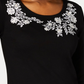 Karen Scott Women's Embroidered 3/4 Sleeve Top Black Size Petite Small