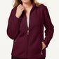 Karen Scott Women's Sport Zip Up Zeroproof Fleece Jacket, लाल, साइज़ S