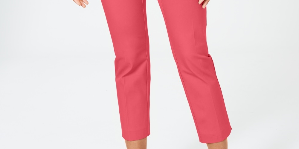 Charter Club Women's Newport Tummy Control Cropped Pants Red Size 4