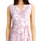 Charter Club Women's Printed Eyelet Ruffled Faux Wrap Dress Pink Size 14
